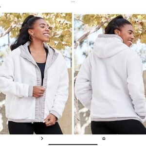 Polor Fleece Reversible Jacket by Fabletics, size Small